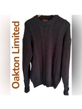 Oakton Limited-men’s large gray cable knit sweater. Excellent preowned condition